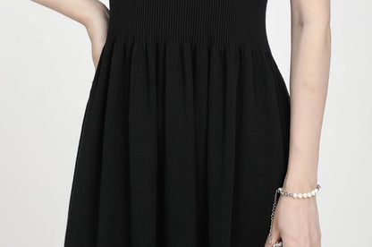 Sleeveless Plain Knit Maxi A-Line Dress