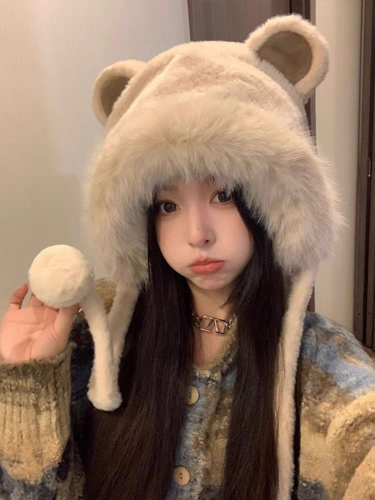 Ear Bear Hat Bonnet Fluffy