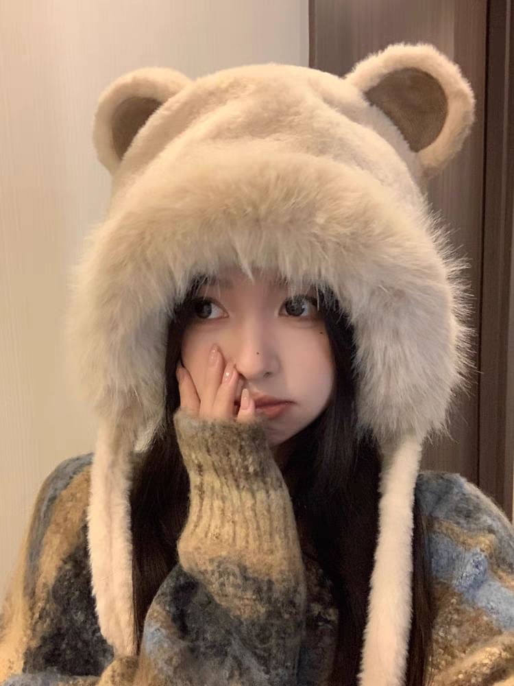 Ear Bear Hat Bonnet Fluffy