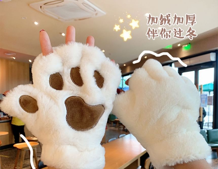 Paw Fingerless Gloves Cat