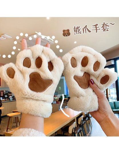 Paw Fingerless Gloves Cat