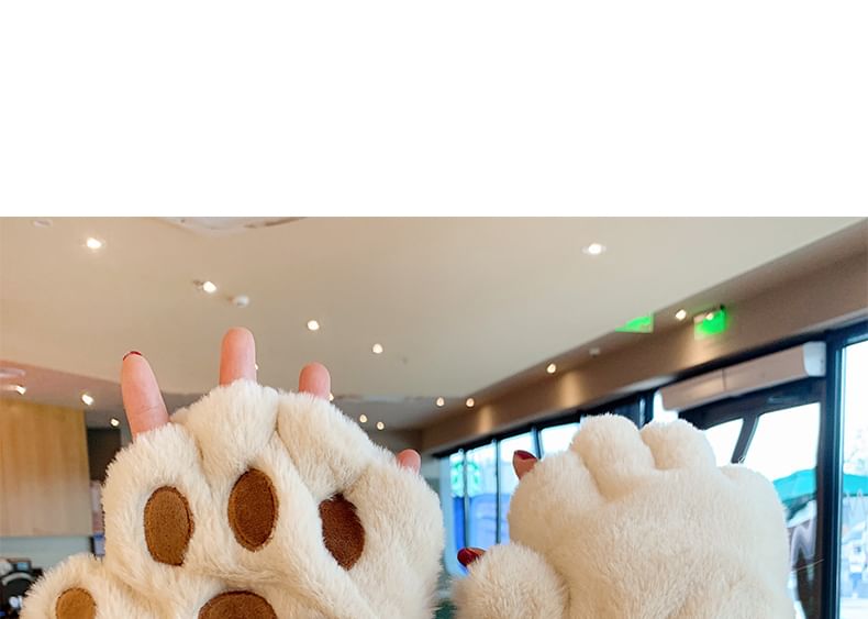 Paw Fingerless Gloves Cat