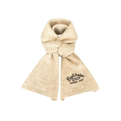 Scarf Embroidered Lettering Knit