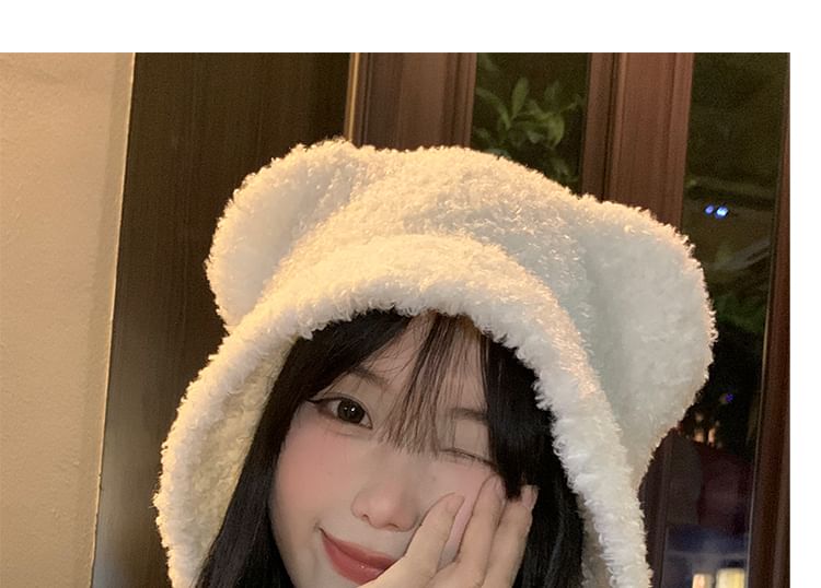 Chenille Hat Bonnet Bear Ear