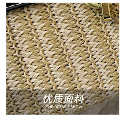 Faux Crossbody Panel Woven Bag Leather