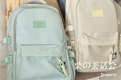 Plain Lettering Logo Laptop Backpack / Charm / Set