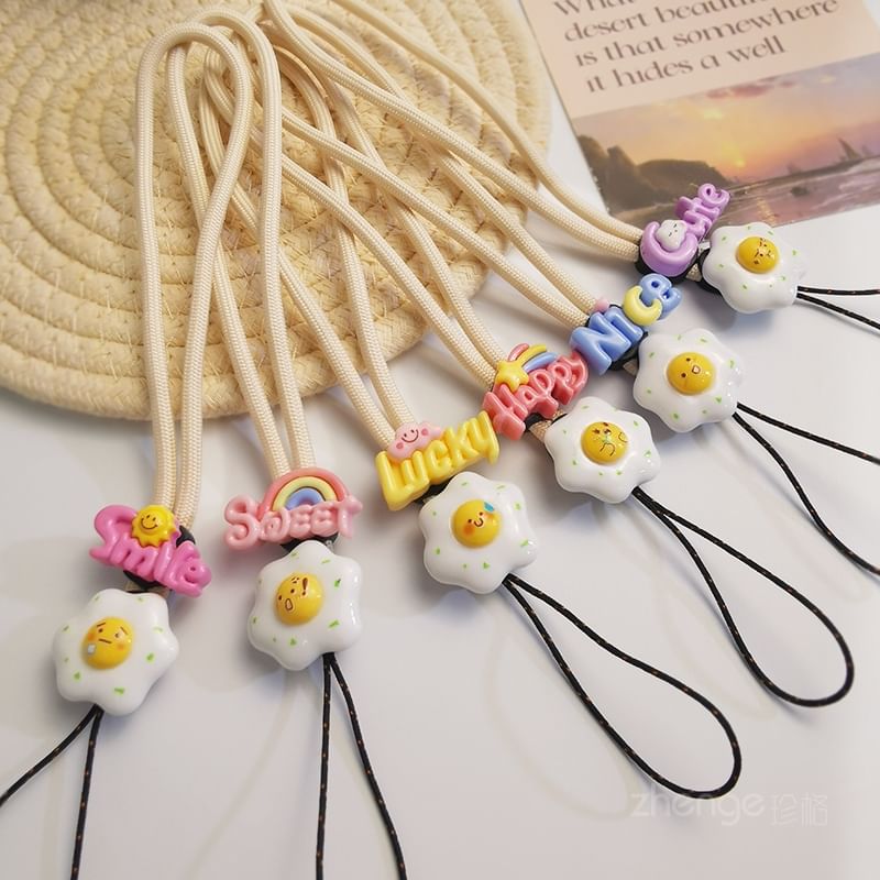 Lettering Fried Egg Phone Strap