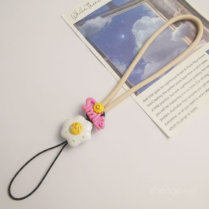 Lettering Fried Egg Phone Strap