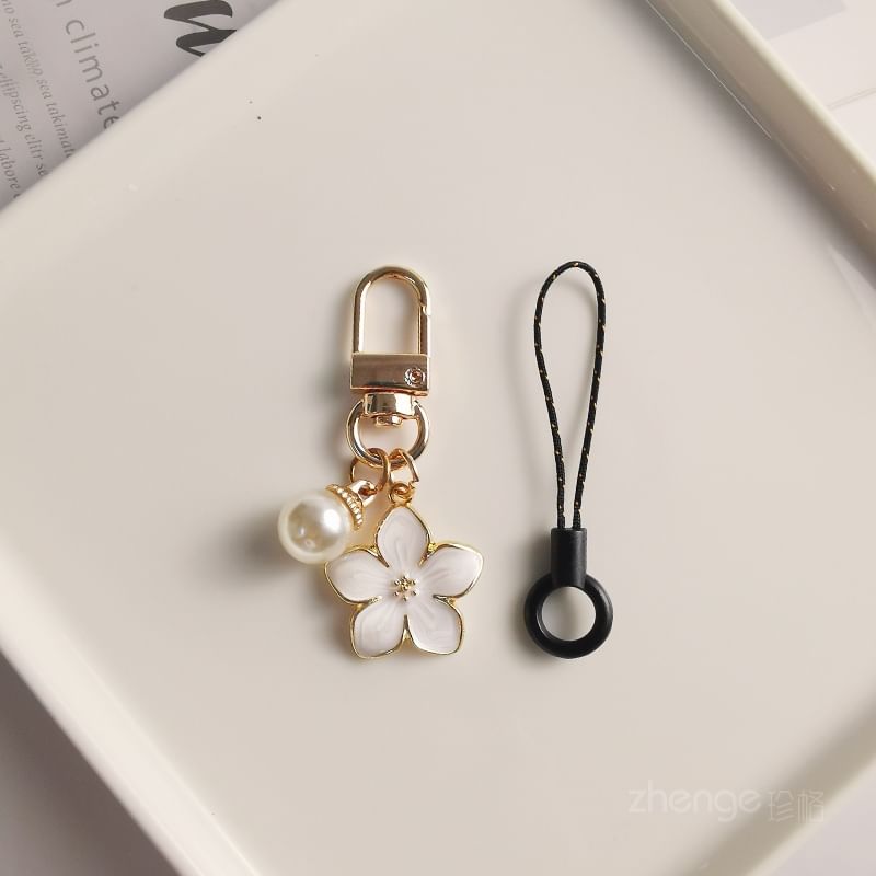 Floral Faux Pearl Phone Charm