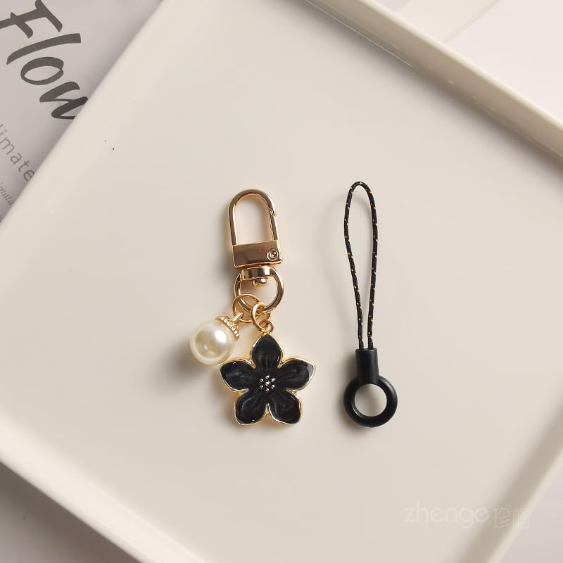 Floral Faux Pearl Phone Charm