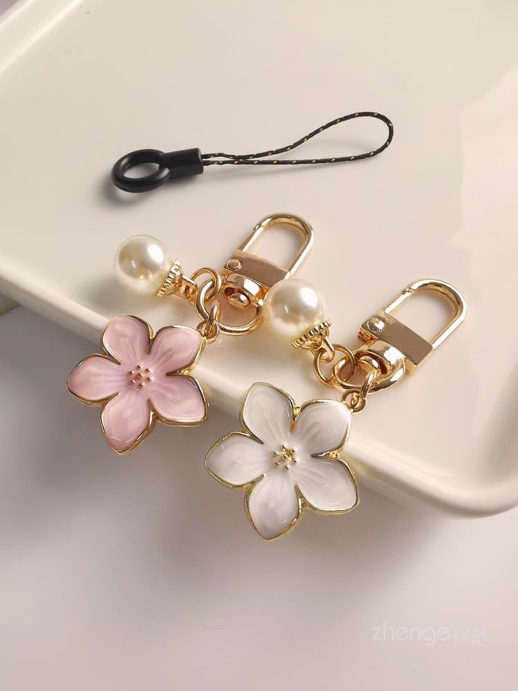 Floral Faux Pearl Phone Charm