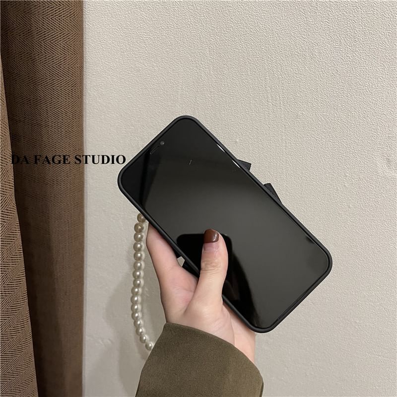 Phone Pearl Strap Case Faux Floral