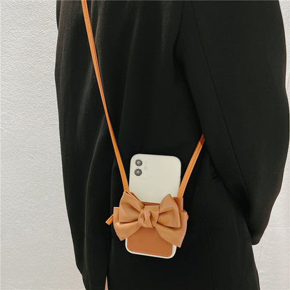 Bow Faux Case Leather Phone