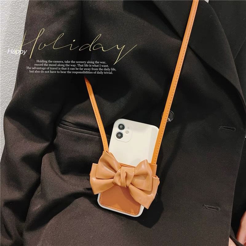 Bow Faux Case Leather Phone