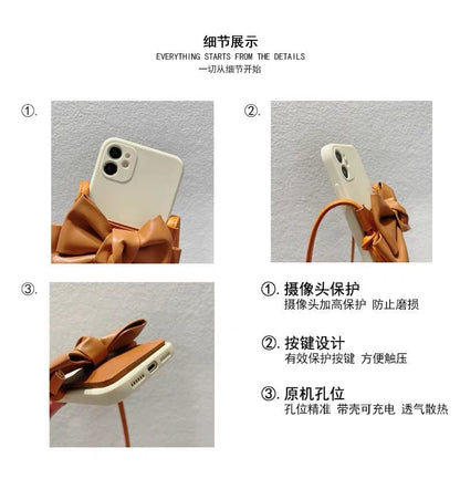 Bow Faux Case Leather Phone