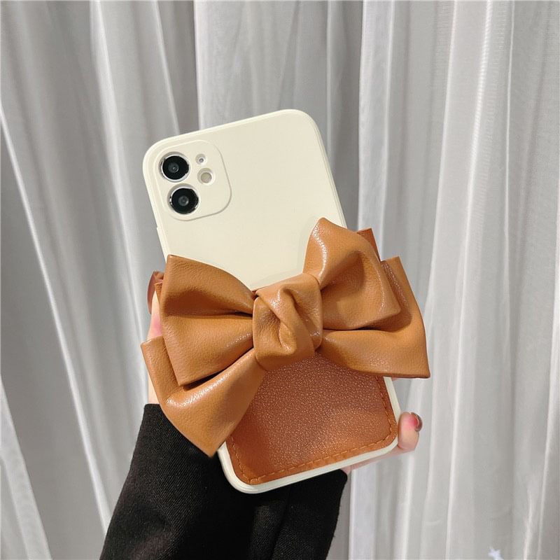Bow Faux Case Leather Phone