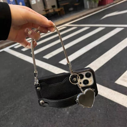 Mirrored Faux Case Leather Heart Phone