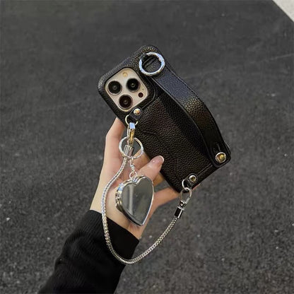 Mirrored Faux Case Leather Heart Phone