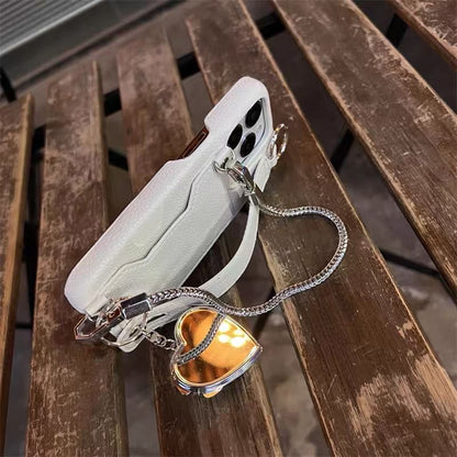 Mirrored Faux Case Leather Heart Phone