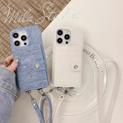 Card Denim Lanyard Holder Phone Case