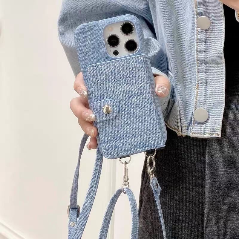 Card Denim Lanyard Holder Phone Case