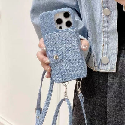Card Denim Lanyard Holder Phone Case
