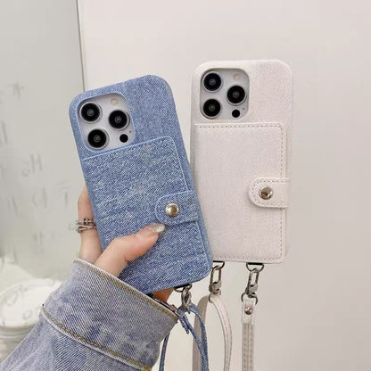 Card Denim Lanyard Holder Phone Case