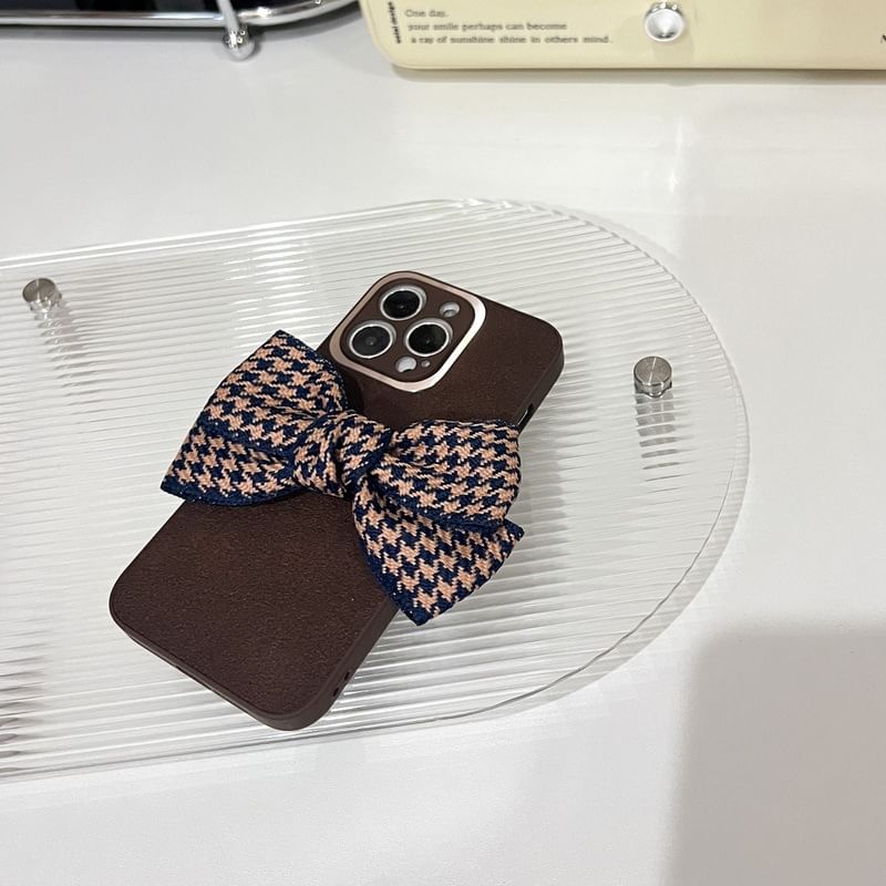 Houndstooth Case Phone Bow