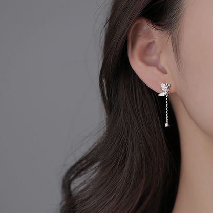 Rhinestone Floral Drop Earring