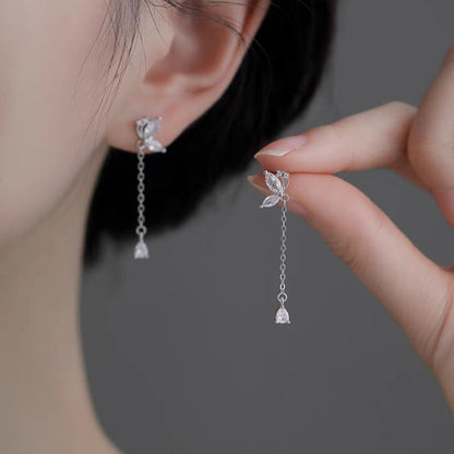 Rhinestone Floral Drop Earring