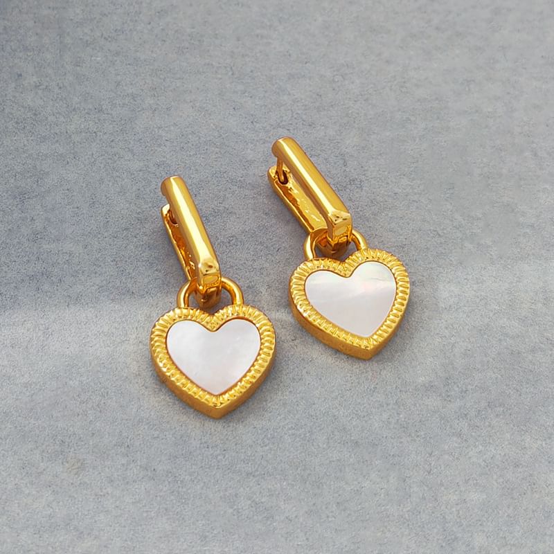 Heart Acrylic Shell Asymmetrical Alloy Drop Earring