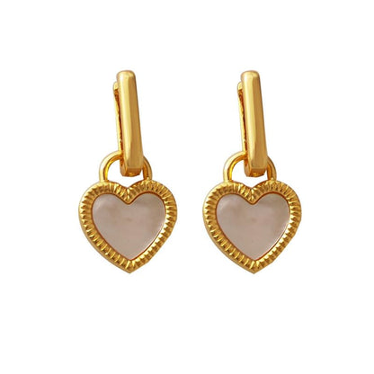 Heart Acrylic Shell Asymmetrical Alloy Drop Earring