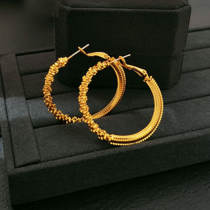 Textured Alloy Hoop Earring