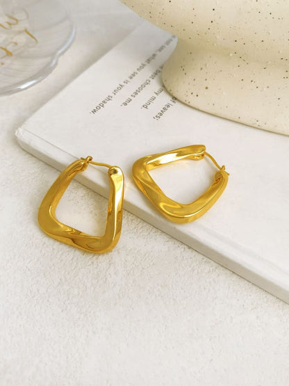 Twisted Geometric Alloy Hoop Earring