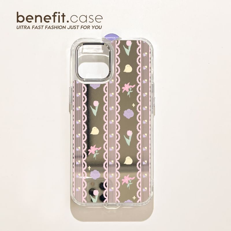 Print Floral Lace Case Phone Mirrored