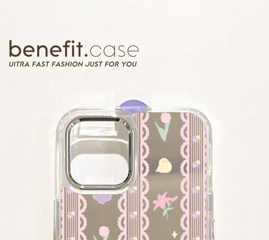 Print Floral Lace Case Phone Mirrored