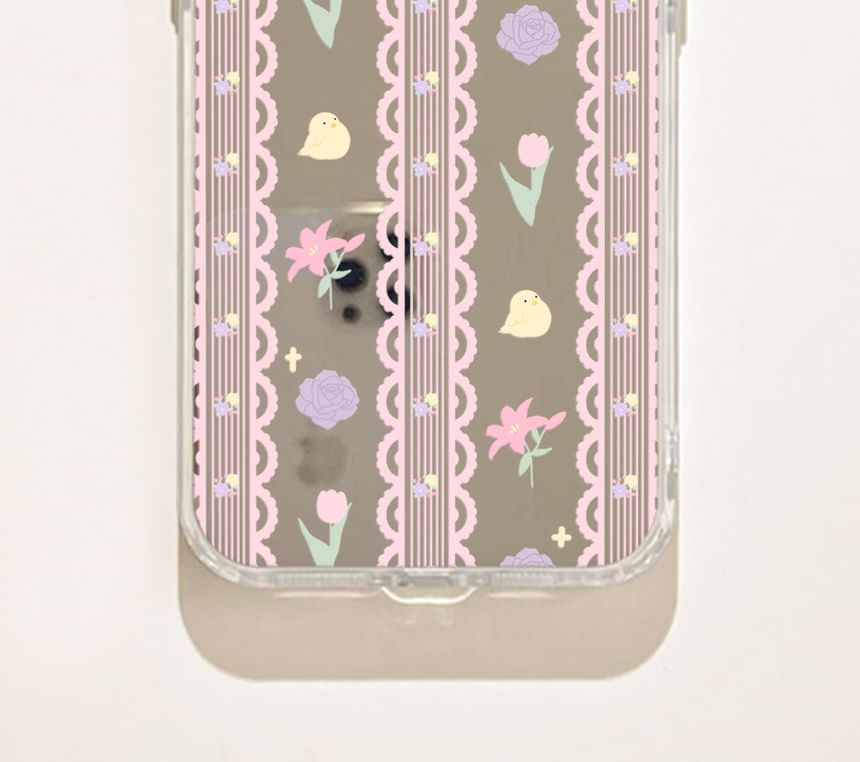 Print Floral Lace Case Phone Mirrored