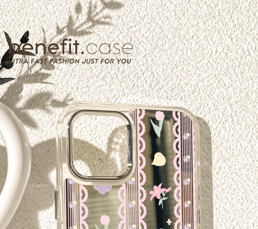 Print Floral Lace Case Phone Mirrored