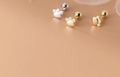 Rhinestone Paw Ear Stud