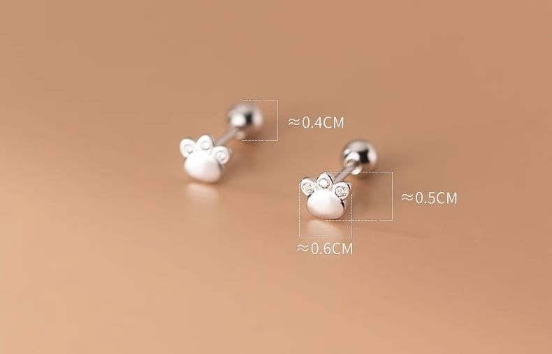 Rhinestone Paw Ear Stud