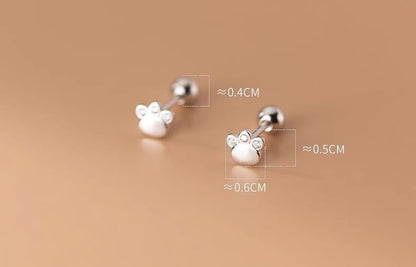 Rhinestone Paw Ear Stud