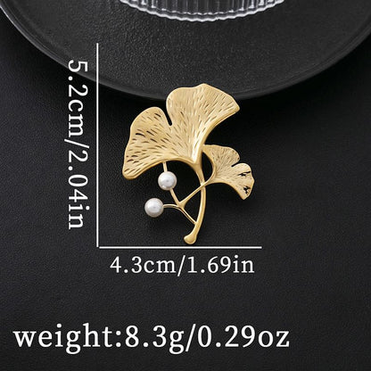 Broche en fausses perles de ginkgo