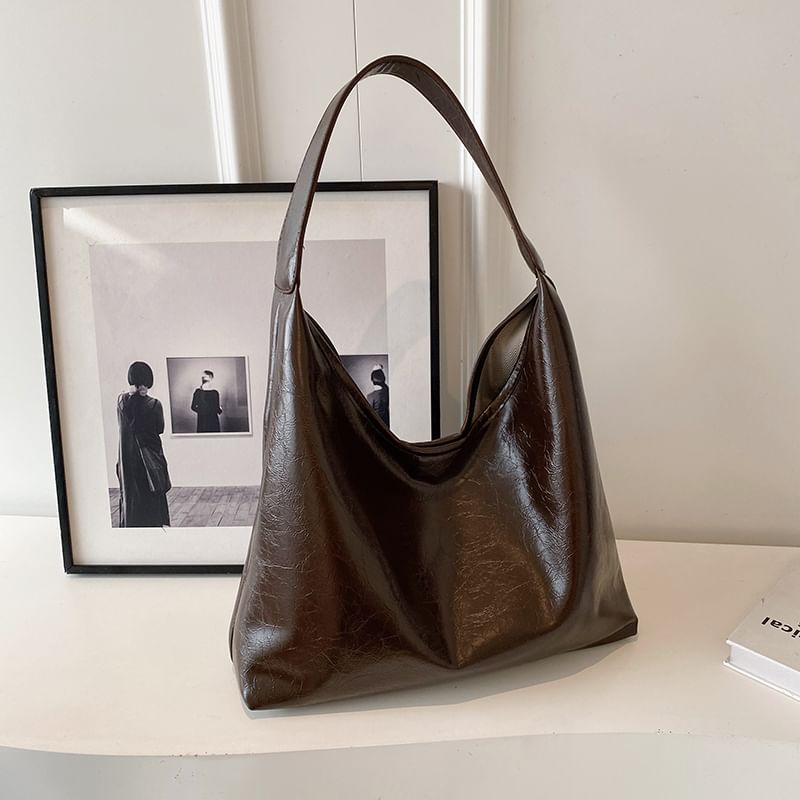 Faux Bag Plain Tote Leather
