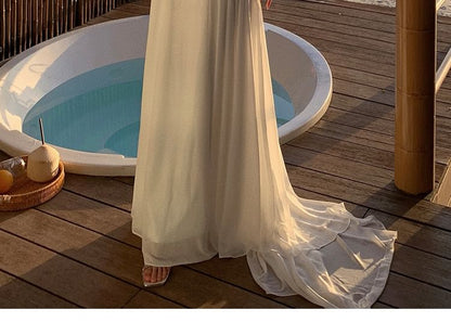 A-Line Maxi Plain Sweetheart Spaghetti Dress Strap Neckline