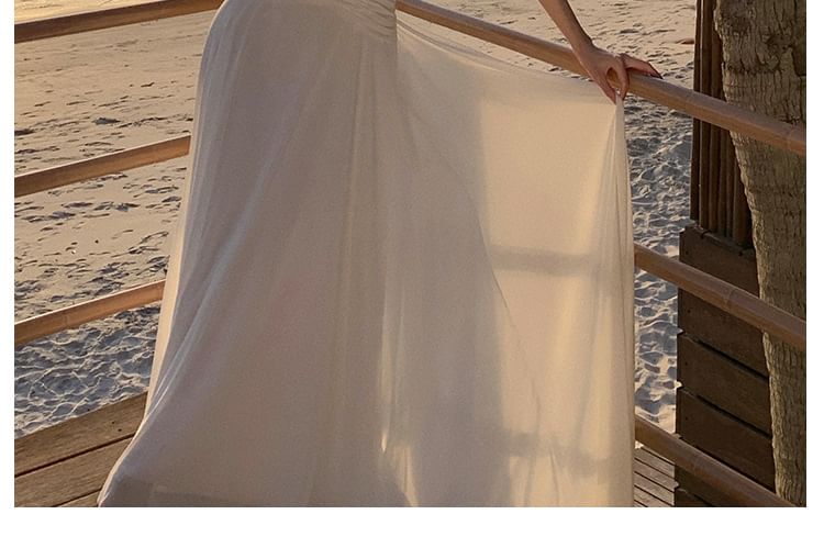 A-Line Maxi Plain Sweetheart Spaghetti Dress Strap Neckline