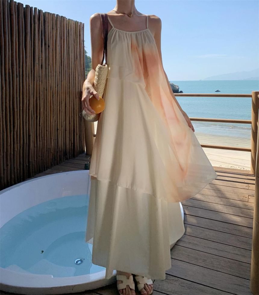 Strap Dress Print Spaghetti A-Line Maxi