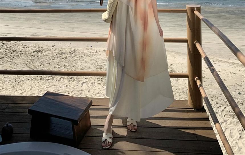 Strap Dress Print Spaghetti A-Line Maxi