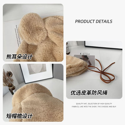 Hat Ear Bear Chenille Trapper