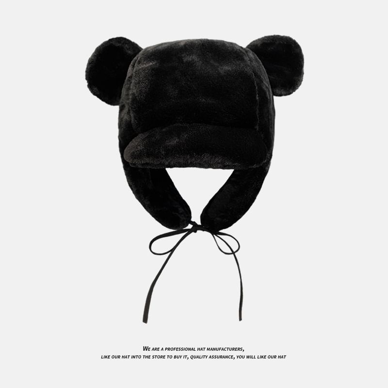 Hat Ear Bear Chenille Trapper