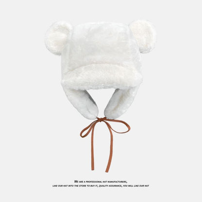 Hat Ear Bear Chenille Trapper